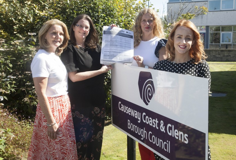 Gabrielle Quinn, Jenni Archer, Catherine Farrimond and Colleen Moran from Causeway Coast and Glens Borough Council’s Community Development team, who have developed a new free training programme for the community and voluntary sector.