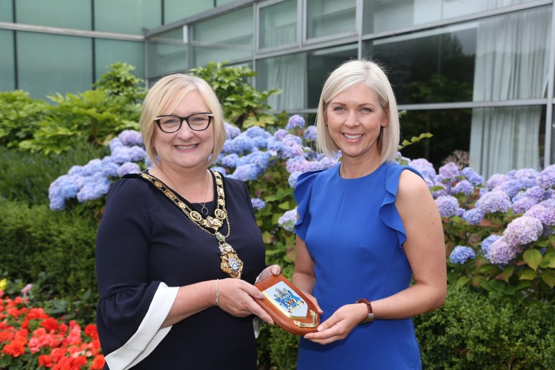 The Mayor of Causeway Coast and Glens Borough Council Councillor Brenda Chivers pictured with Joanne Cregan at a civic reception in Cloonavin to mark her success as Dental Hygienist of the Year
