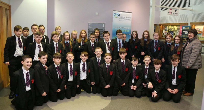 Pupils from Dunluce School who attended the ‘Don’t Worry Be #appy’ Internet Resilience and Safety’ conference organised by Causeway Coast and Glens Policing and Community Safety Partnership.
