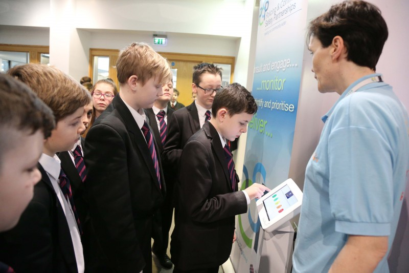 Pupils have their say at the ‘Don’t Worry Be #appy’ Internet Resilience and Safety’ conference organised by Causeway Coast and Glens Policing and Community Safety Partnership.