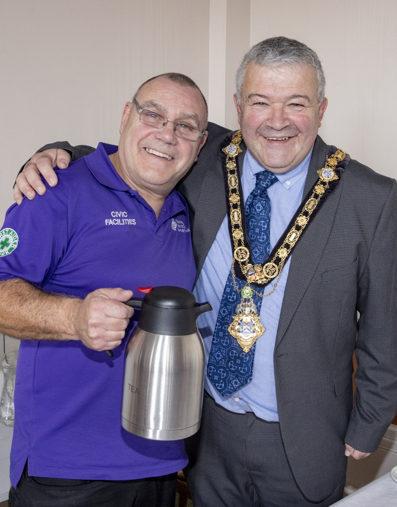 The Mayor of Causeway Coast and Glens Council, Councillor Ivor Wallace pictured with Stephen McCloskey.