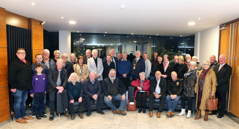 The Mayor of Causeway Coast and Glens, Councillor Steven Callaghan pictured alongside local photographer Derek McIntyre and those who attended a recent reception in Council’s Civic Headquarters.