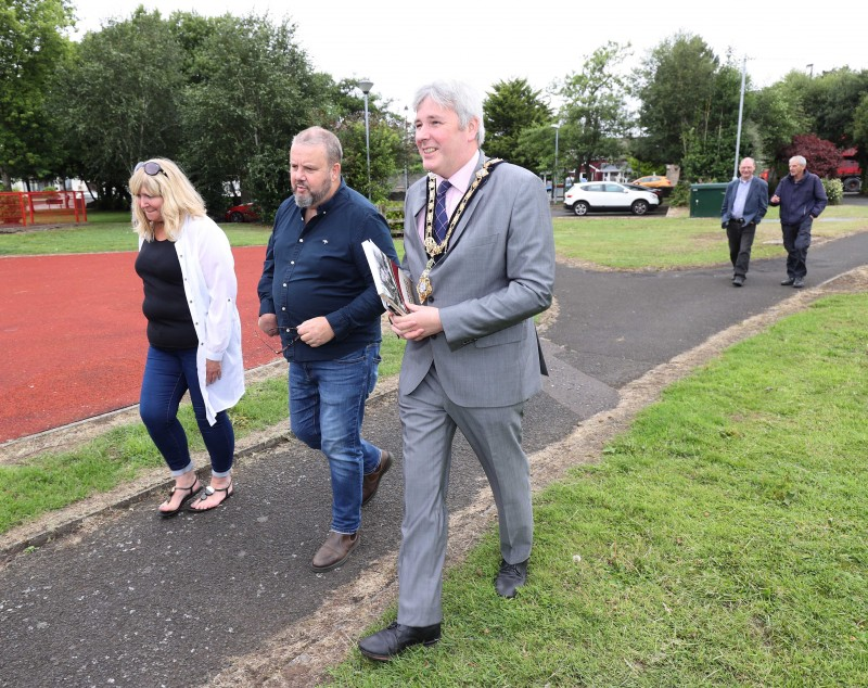 The Mayor of Causeway Coast and Glens Borough Council Councillor Richard Holmes pictured during a recent visit to Dervock.
