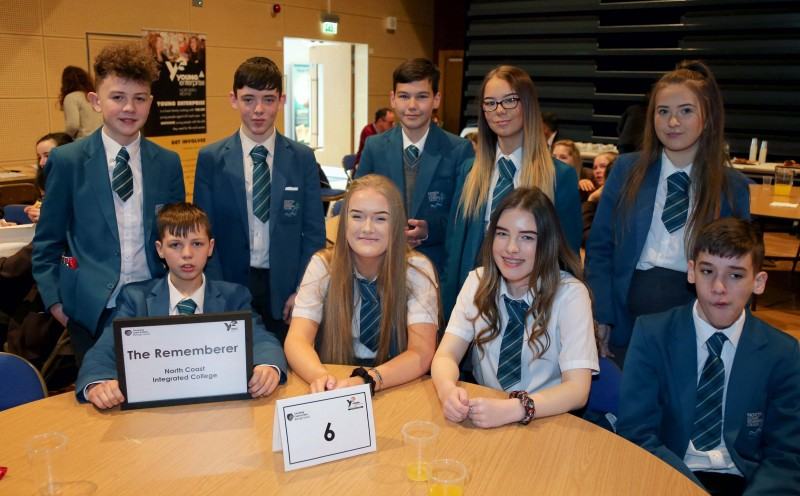 Pupils from North Coast Integrated School in Coleraine who took part in the Digital Youth programme finale event at Roe Valley Arts and Cultural Centre.