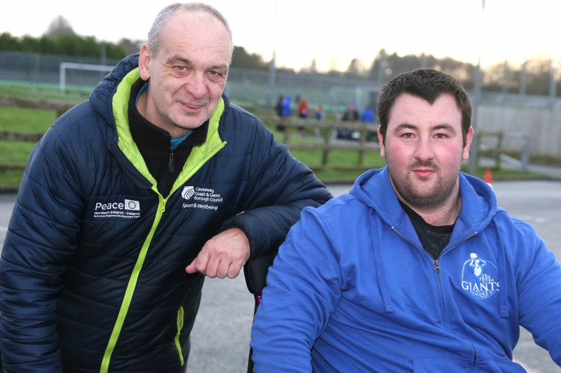 Stephen McCook pictured with John Fall at the Inclusive Cycling event.