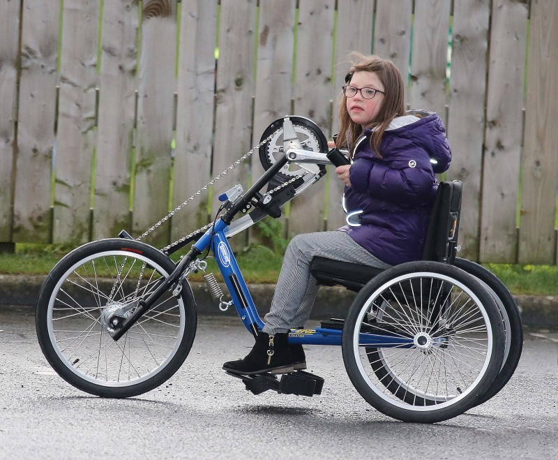 Lucy Douglas tried out one of the cycles at the Inclusive Cycling event organised by Causeway Coast and Glens Borough Council.