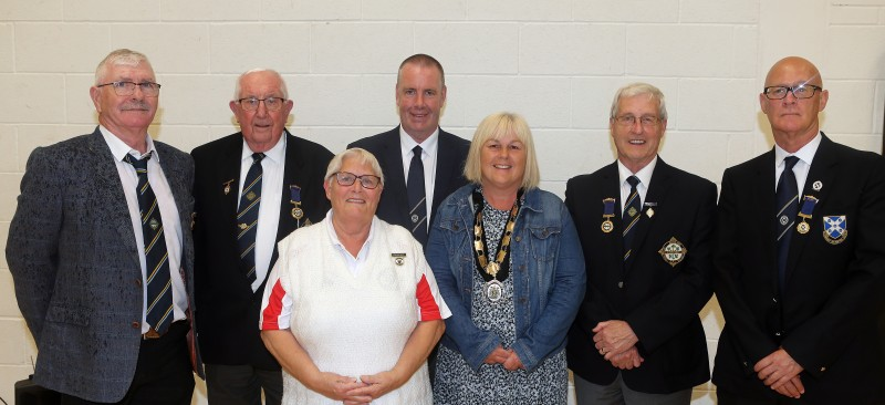 Deputy Mayor Margaret-Anne McKillop pictured with representatives from Limavady Recreation Club and Dungiven Bowling Club.