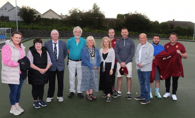 The Deputy Mayor, Councillor Margaret-Anne McKillop officially launched the new synthetic bowling green at Dungiven Bowling Club, pictured here alongside attendees at the official launch.