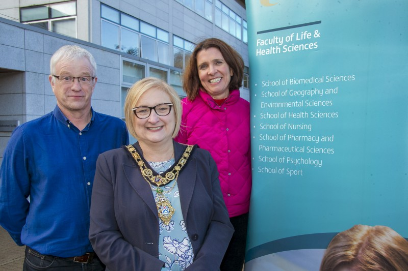 Alastair Smith, secretary of Coleraine Diabetes UK Support Group and Bronagh White from the Ulster University School of Pharmacy with the Mayor of Causeway Coast and Glens Borough Council Councillor Brenda Chivers ahead of World Diabetes Day on November 14th.