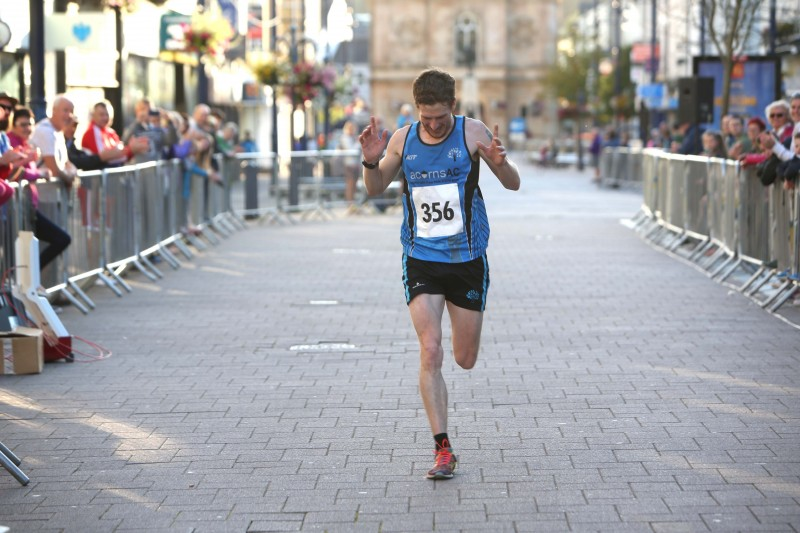 Eoin Hughes is the first male over the line at the Edwin May Five Mile Classic race organised by Causeway Coast and Glens Borough Council.