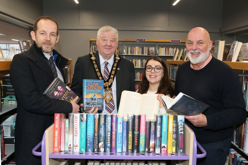Mayor of Causeway Coast and Glens, Councillor Steven Callaghan launches the Causeway Festival of Learning Fund with Luke McCloskey, Chloe Stewart and Marc McGerty from the Labour Market Partnership.