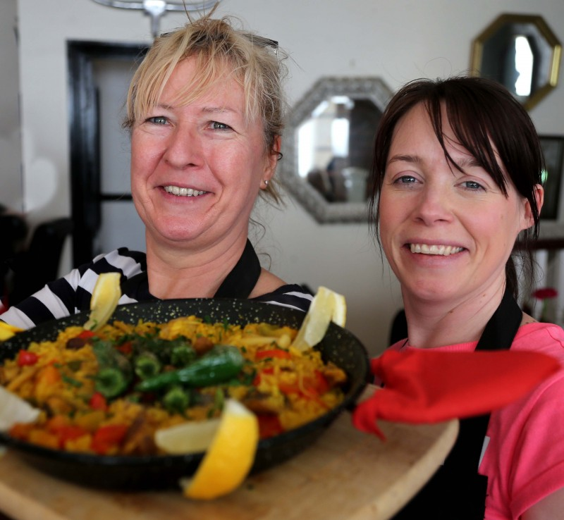 Trudy Brolly from Ocho Tapas in Portrush pictured with Clare Quinn, Trade Engagement Officer at the familiarisation tour organised by Causeway Coast and Glens Borough Council.
