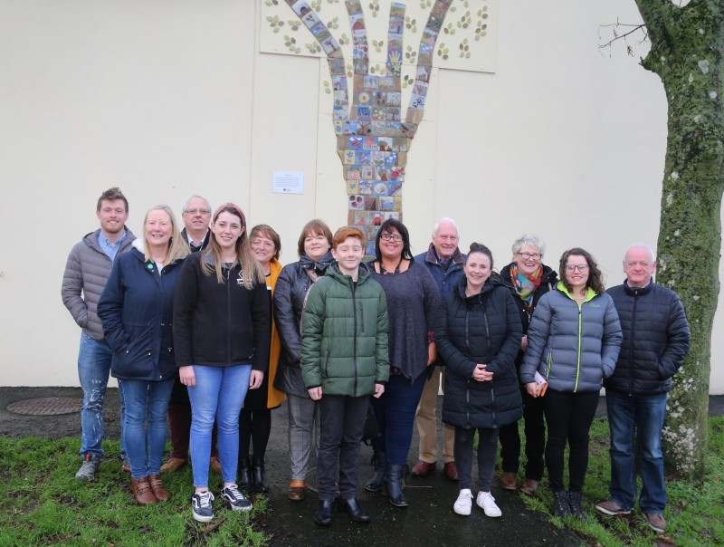 Artist Fiona Shannon pictured with some of those who attended the unveiling of the new piece of public art at Flowerfield Arts Centre in Portstewart.