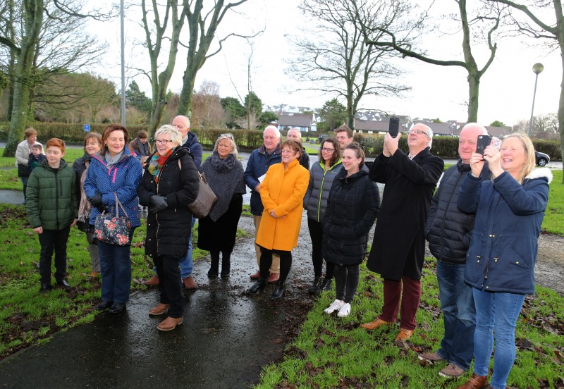Some of those who attended the unveiling of the new piece of public art called Park Life at Flowerfield Arts Centre.