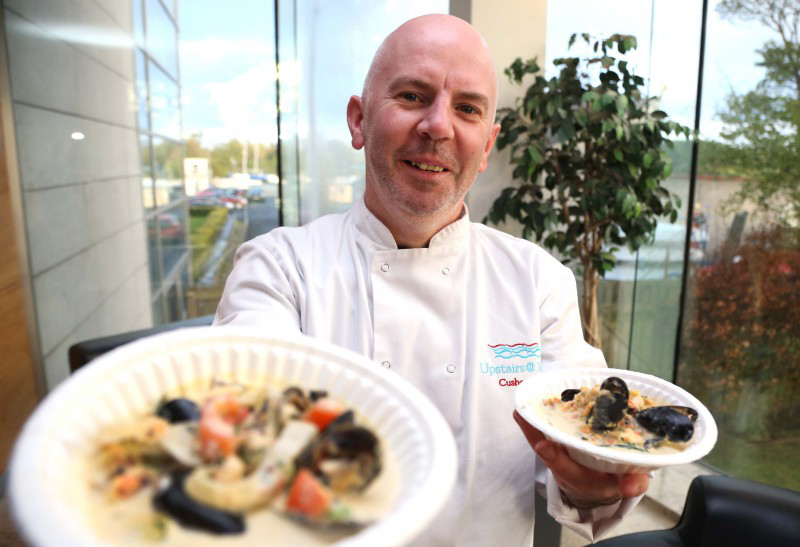 Chef Pol Shields, from Upstairs at Joes in Cushendall, pictured with his delicious seafood chowder served on the night.