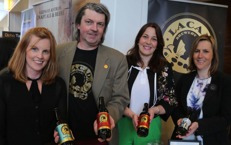 Kerrie McGonigle, Zoe Bratton and Vicky Stevenson from Causeway Coast and Glens Borough Council's tourism department pictured with Laurie Davies from Lacada Brewery at the Taste of the Causeway Coast and Glens celebration event.