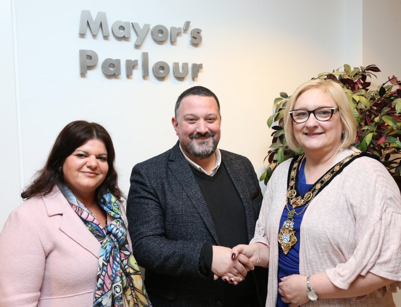 The Mayor of Causeway Coast and Glens Borough Council Councillor Brenda Chivers pictured with Daniela Morelli-Kerr and Arnaldo Morelli from Morelli’s Ice Cream who recently added to their success at the Blas na hÉireann Irish Food Award’s by claiming the Overall National Champion title at The Ice Cream Awards in Harrowgate, known as the Ice-Cream Oscars.
