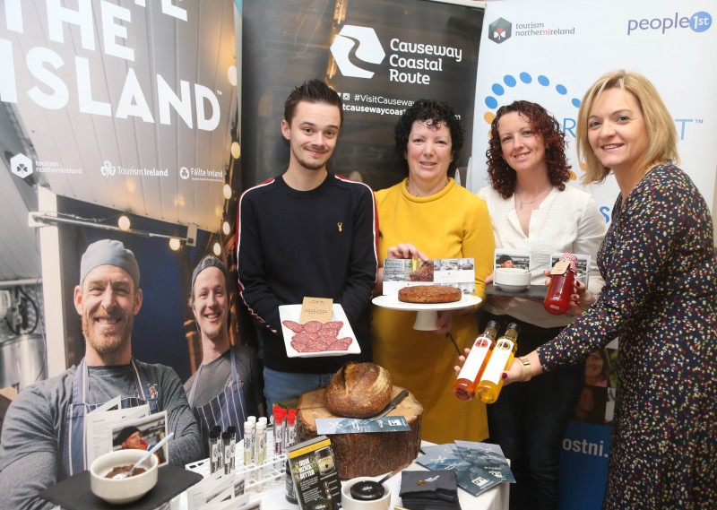 Dylan Neill from The Tides restaurant and Tania McFaul from The Manor House on Rathlin Island pictured with trainer Wendy Gallagher and Siobhan McKenna from Causeway Coast and Glens Borough Council’s Tourism team at the recent World Host Food Ambassador training.