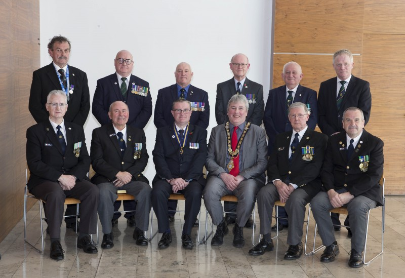 The Mayor of Causeway Coast and Glens Borough Councillor Richard Holmes pictured with guests from the Organisation of National Ex-Service Personnel who recently visited Cloonavin.