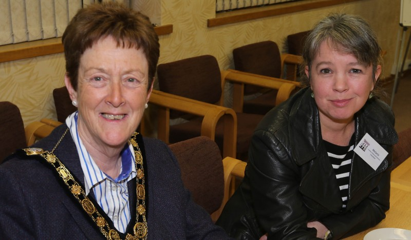 The Mayor of Causeway Coast and Glens Borough Council, Councillor Joan Baird pictured with Melanie Brown at the reception for Friends of Ballycastle Museum volunteers.