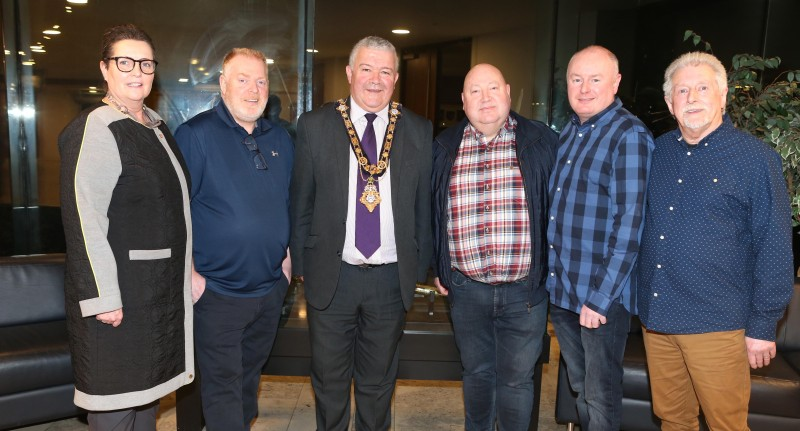 The Mayor of Causeway Coast and Glens Borough Council, Councillor Ivor Wallace, pictured with FUSE FM Board members in Cloonavin.