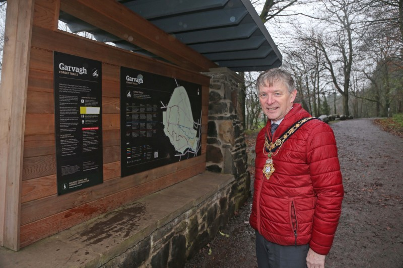 The Mayor of Causeway Coast and Glens Borough Council Alderman Mark Fielding pictured during a recent visit to Garvagh Forest.