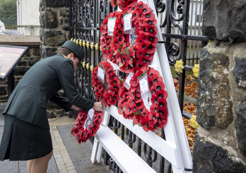 Wreaths are laid at Garvagh War Memorial on Remembrance Sunday.