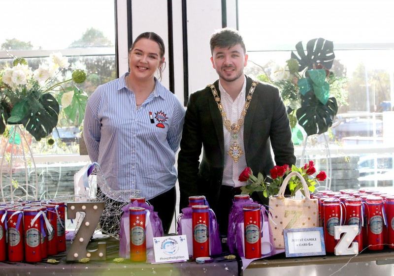 Yasmin Geddis and the Mayor of Causeway Coast and Glens Borough Council Councillor Sean Bateson pictured at the recent fundraising Coffee Morning held in Cloonavin.