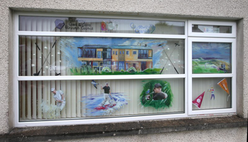 One of the decorated windows at Glenshane Care Association in Dungiven which helped it secure first place in the window dressing competition organised as part of the build up to the Dubai Duty Free Irish Open.