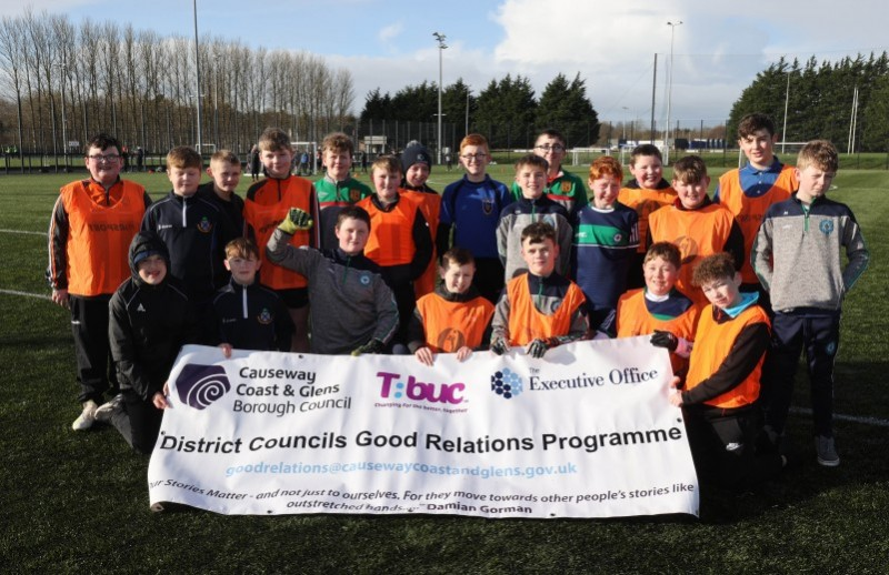 Some of the boys who took part in the ‘Different Ball Same Goal’ event in Coleraine.