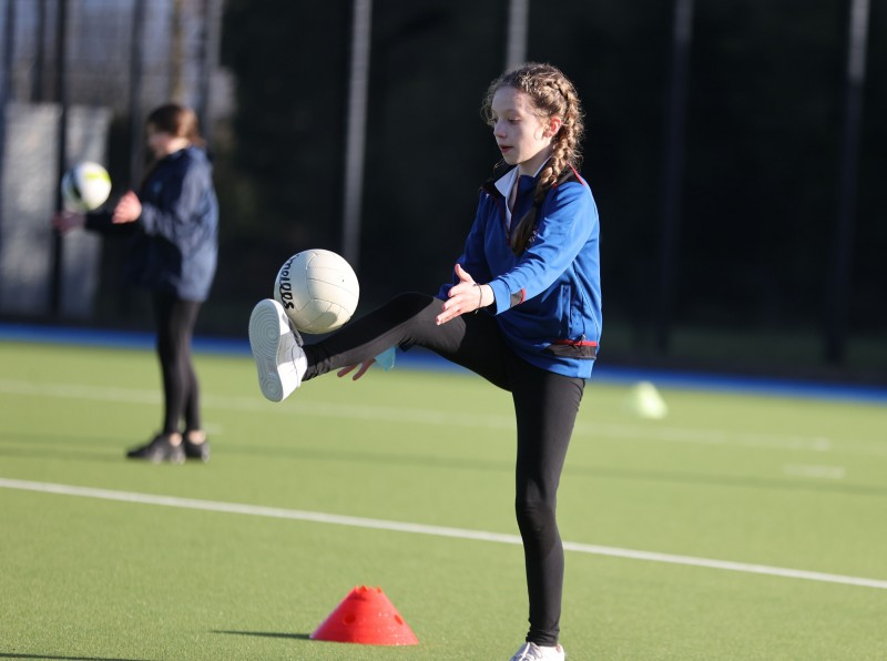 Keeping her eye on the ball at the multi-sports event held in Coleraine.
