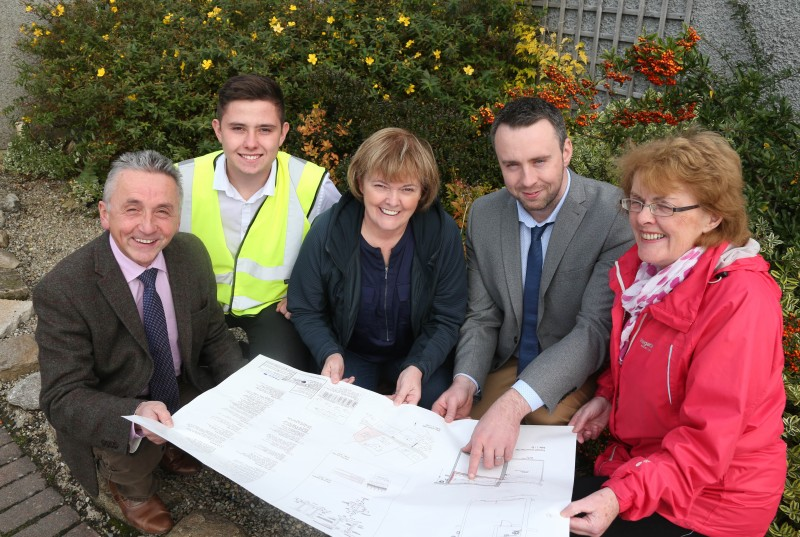 Pictured at Gortnaghey Community Centre, from left to right, Councillor William McCandless, Chair of the Peace IV Partnership Board; Kurt Wilson, AMS Ltd, Contractor; Eithne Burke, Centre coordinator and Carmel Hogan, Chair of the Community Centre Gortnaghey.