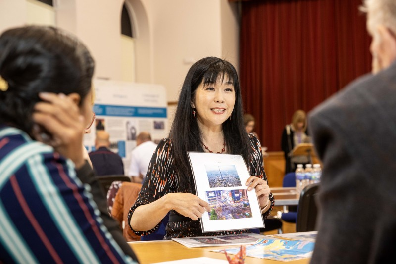 Masako, originally from Japan, talks about her homeland to participants at the recent Café Culture event held in Coleraine Town Hall.