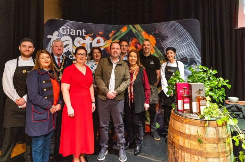 The Mayor of Causeway Coast and Glens, Councillor Steven Callaghan, pictured alongside chef Paula McIntyre MBE and the event’s funders.