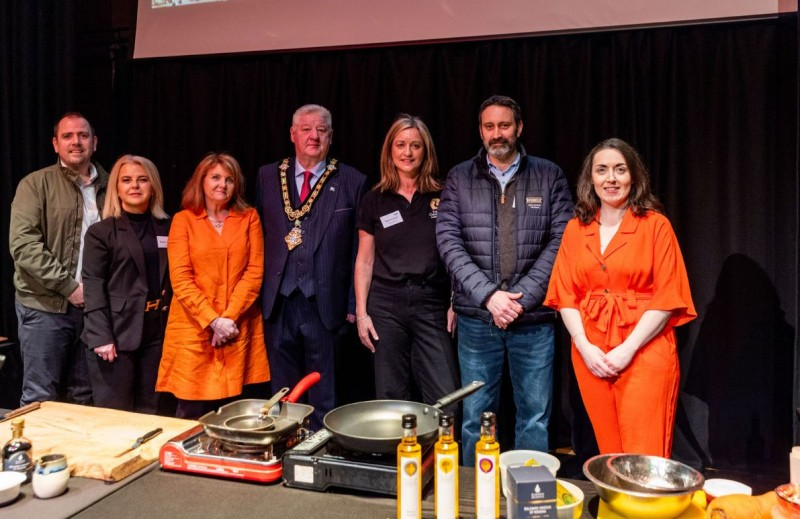 The Mayor of Causeway Coast and Glens, Councillor Steven Callaghan, pictured with the sponsors of A Giant Taste of Causeway Coast and Glens.