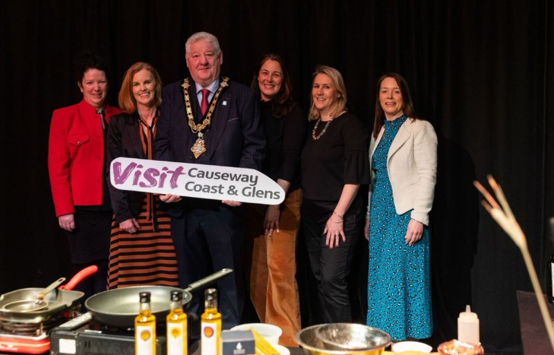The Mayor of Causeway Coast and Glens, Councillor Steven Callaghan, pictured alongside Council’s Tourism Team.