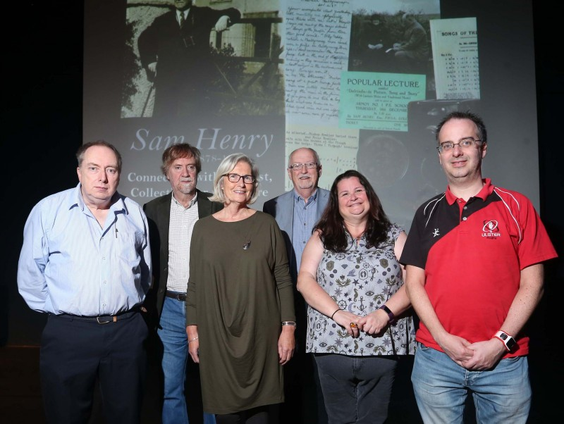 Martin Harrigan, Robin Holmes, Toni Bradley, Brendan Magee, Julie Agnew and David Atkinson pictured at the Sam Henry poetry and prose evening held in Flowerfield Arts Centre.