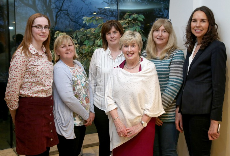 Maura Hickey pictured with her former party colleagues Orla Beattie, Margaret Anne McKillop, Roisin Loftus, Angela Mulholland and Stephanie Quigley.