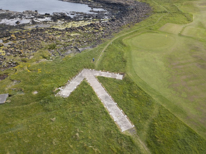 The World War II arrow has been restored near Rinagree between Portrush and Portstewart thanks to a group of dedicated community volunteers. The arrow is 25 metres long and 18 metres wide.