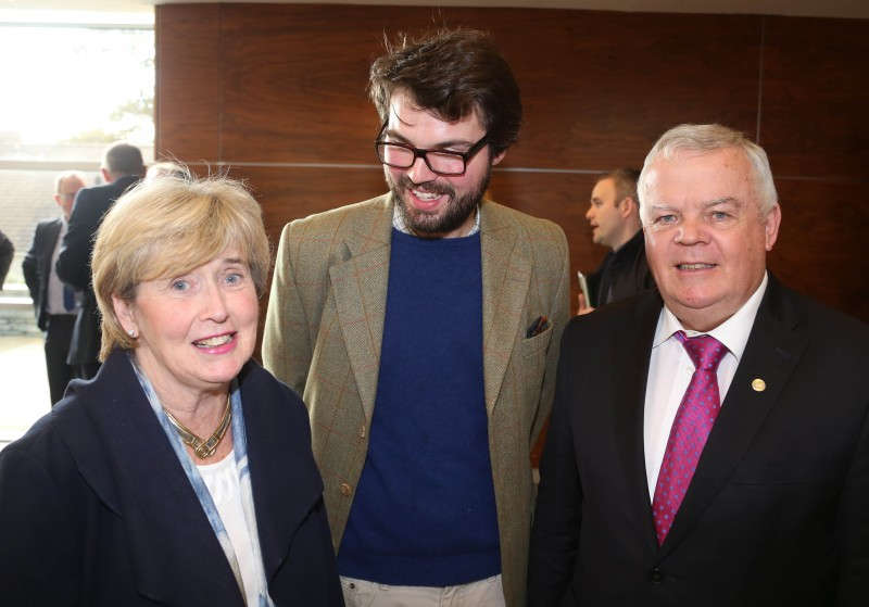 Alderman Maura Hickey and John Dallat MLA pictured with Charlie Cole from Broughgammon Farm at the Networking Lunch.