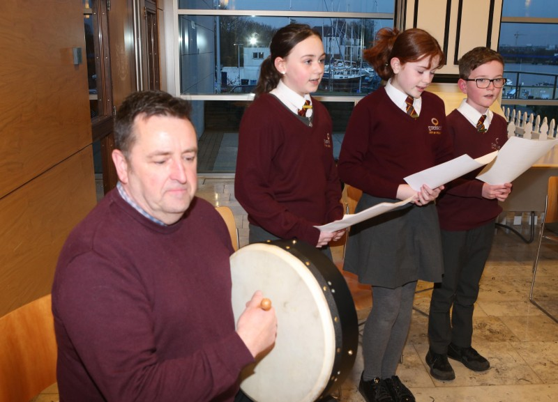 Some of those who performed during the Irish Language Week celebration in Cloonavin.