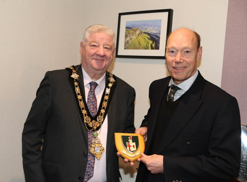 Mayor of Causeway Coast and Glens, Councillor Steven Callaghan pays tribute to outgoing chief executive of The Honourable The Irish Society, Edward Montgomery.