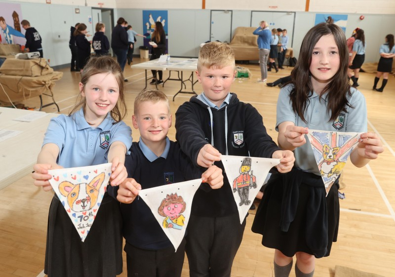 Some of the bunting designs created by pupils during the Museums Service workshop.