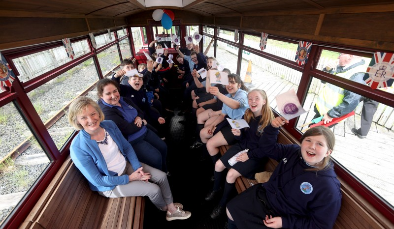 Pupils and staff enjoy their journey on the Giant’s Causeway and Bushmills Railway.
