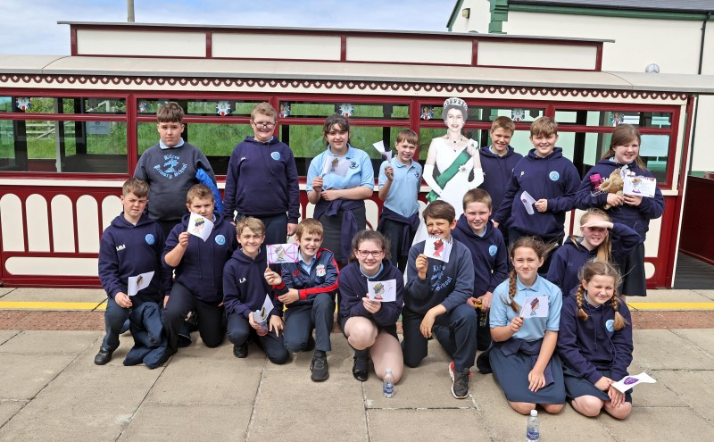 Pupils from Kilrea Primary School who enjoyed the Museums Service Platinum Jubilee Workshop and railway journey.