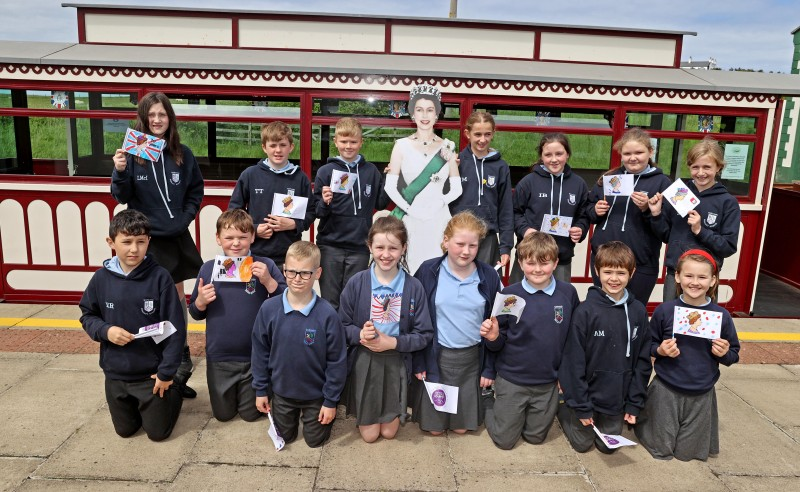 Pupils from Garvagh Primary School who took part in the Museums Service Platinum Jubilee Workshop and railway journey.