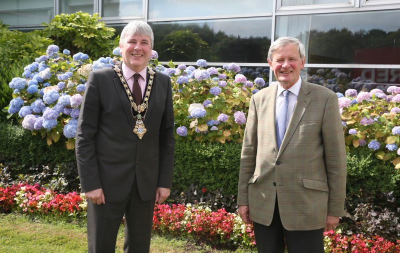 The Mayor of Causeway Coast and Glens Borough Council Councillor Richard Holmes pictured at Cloonavin with David McCorkell, Lord Lieutenant of County Antrim.