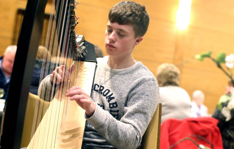 Cian Mc Closkey provides some musical entertainment at the finale event for the Peace IV Cultural and Language Institutions programme.