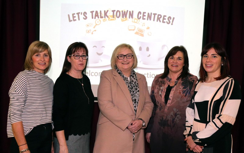 Pictured at the ‘Let’s Talk Town Centres’ event held in Limavady are Julie Ross, Catrina McNeill, the Mayor of Causeway Coast and Glens Borough Council Councillor Brenda Chivers, Julienne Elliott and Heidi Clarke.