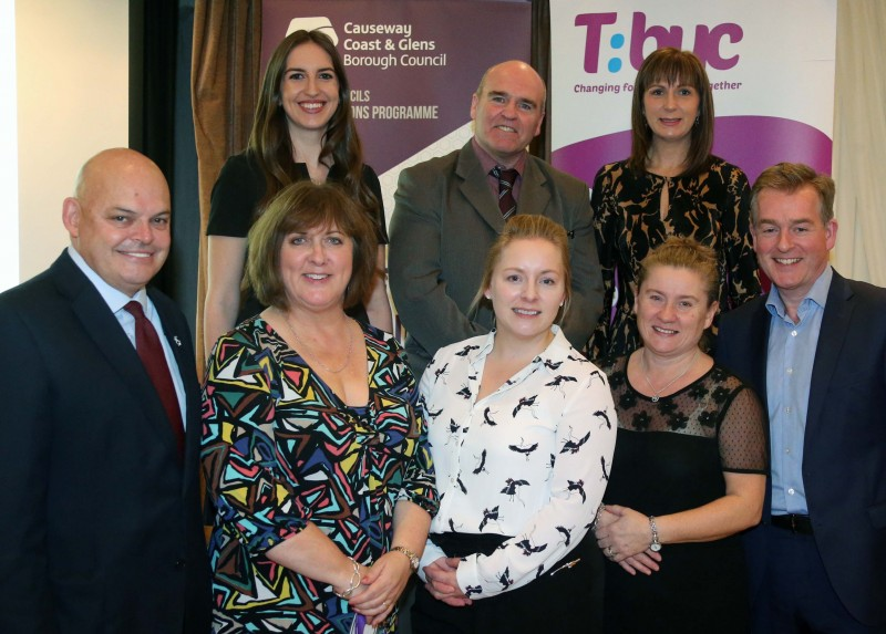 Pictured at the ‘Let’s Talk’ event are (back row) Amy Mc Williams, Good Relations Officer, Causeway Coast and Glens Borough Council, Kevin Curran, The Executive Office, Patricia Harkin, Good Relations Manager, Causeway Coast and Glens Borough Council, (front row) Peter Osbourne, Rubicon, Joy Wisener, Good Relations Officer, Causeway Coast and Glens Borough Council, Louise Concannon, Shaping Our Place Officer, Causeway Coast and Glens Borough Council, Lorraine Coulter, Causeway Coast and Glens Borough Council and Mark Carruthers, BBC.